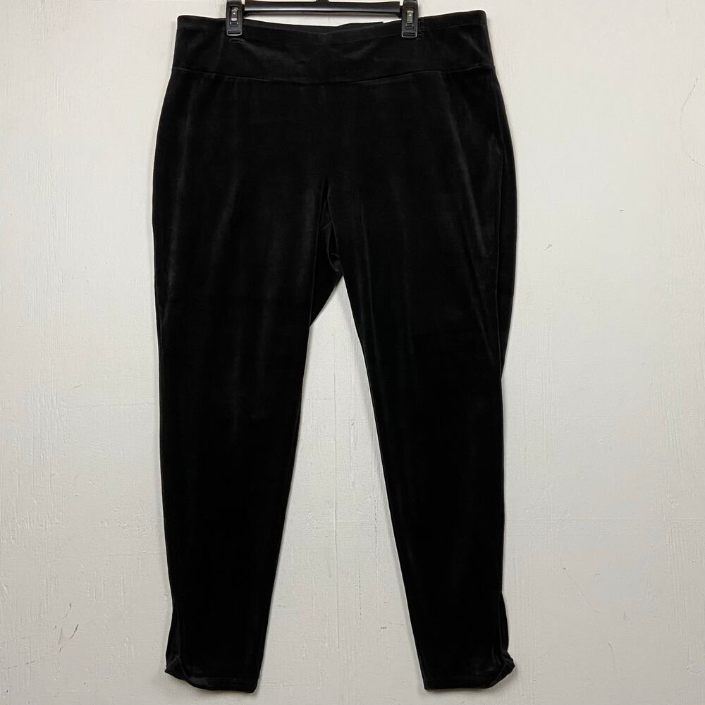 Talbots Women's Black Velour High Rise Lounge Legging Pants Size 2X NWT - Picture 1 of 13